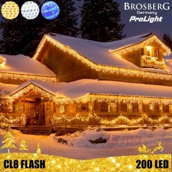 200 LED profesionali lauko girlianda varvekliai Brosberg Prolight CL8 Flash