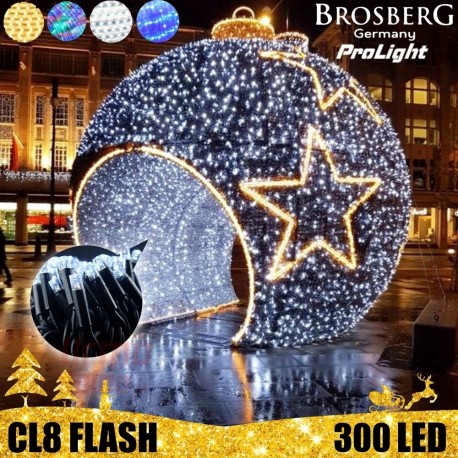 300 LED profesionali lauko girlianda Brosberg Prolight CL8 Flash