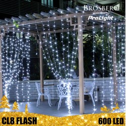600 LED girlianda Užuolaida - Krioklys Brosberg Prolight CL8 Flash 2x3 m