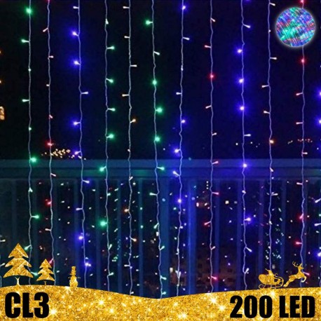 200 LED girlianda Užuolaida - Krioklys RGB USB CL3